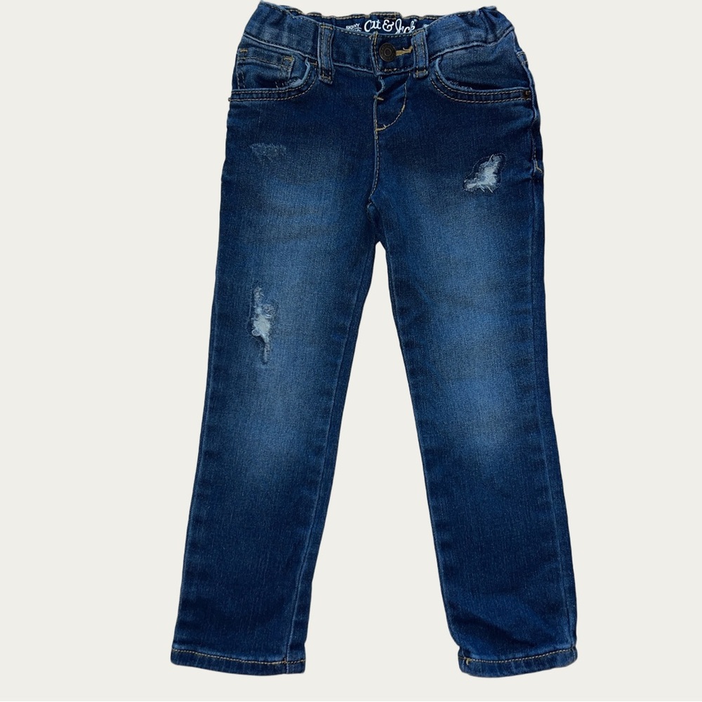 Cat &‎ Jack Dark Blue Distressed Super Stretch Jeans 4T